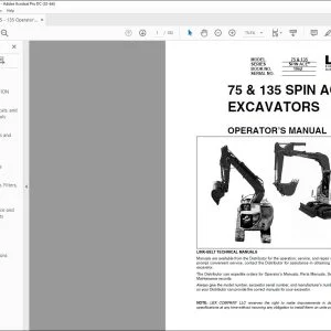 Linkbelt 75 & 135 SPIN ACE EXCAVATORS OPERATOR’S MANUAL 1062 - PDF DOWNLOAD