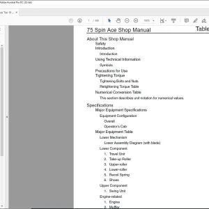 Linkbelt 75 Spin Ace Shop Manual - PDF DOWNLOAD