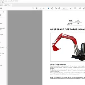 Linkbelt 80 SPIN ACE OPERATOR’S MANUAL 1116 - PDF DOWNLOAD