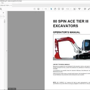 Linkbelt 80 SPIN ACE TIER III EXCAVATORS OPERATOR’S MANUAL - PDF DOWNLOAD