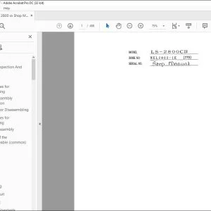 Linkbelt LS-2800 C II EXCAVATOR SHOP MANUAL WEL2802-1E(779) - PDF DOWNLOAD