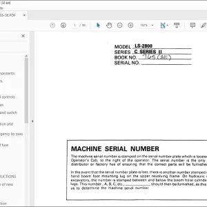 Linkbelt LS-2800 C SERIES II EXCAVATOR OPERATOR'S MANUAL WDL2802-3E - PDF DOWNLOAD