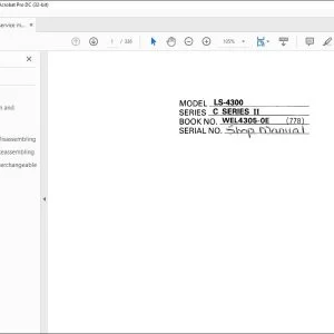 Linkbelt LS-4300 C SERIES II EXCAVATOR SHOP MANUAL WEL4305-0E(778) - PDF DOWNLOAD