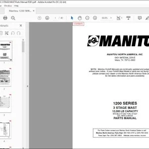 Manitou 1200 SERIES 3 STAGE MAST Parts Manual R381 - PDF DOWNLOAD