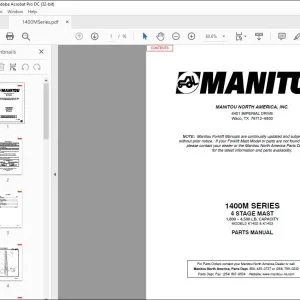 Manitou 1400M SERIES 4 STAGE MAST Parts Manual R377 - PDF DOWNLOAD