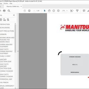 Manitou AXLE 212 Lift Truck Repair Manual 547983 - PDF DOWNLOAD