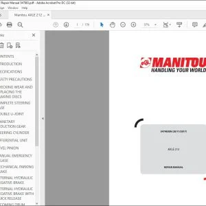 Manitou AXLE 212 Repair Manual 547983 - PDF DOWNLOAD