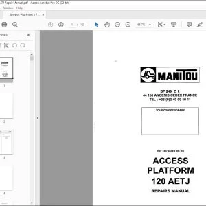 Manitou Access Platform 120 AETJ Repair Manual 547363 - PDF DOWNLOAD