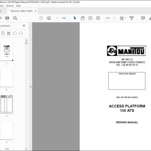 Manitou Access Platform 150 ATS Repair Manual 547330 - PDF DOWNLOAD