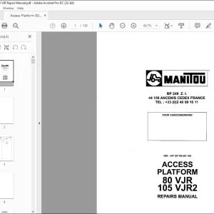 Manitou Access Platform 80 VJR 105 VJR2 Repair Manual 547357 - PDF DOWNLOAD