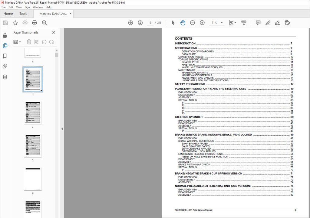 Manitou DANA Axle Type 211 Repair Manual 647041EN - PDF DOWNLOAD ...