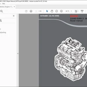 Manitou Engine 1104D Euro 3-80CV 100CV Repair Manual 647016 - PDF DOWNLOAD