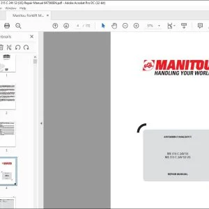 Manitou Forklift ME 315 C 24V S3 ME 315 C 24V S3 US Repair Manual 647560 - PDF DOWNLOAD