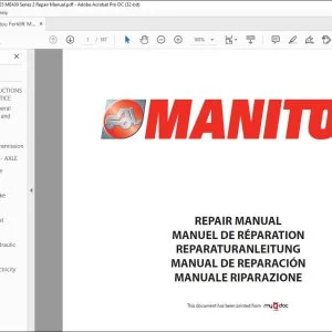 Manitou Forklift ME418 ME420 ME425 ME430 SERIES 2 Repair Manual M228EN - PDF DOWNLOAD