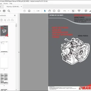 Manitou GEAR BOX Series PSR09 Repair Manual 547982 - PDF DOWNLOAD