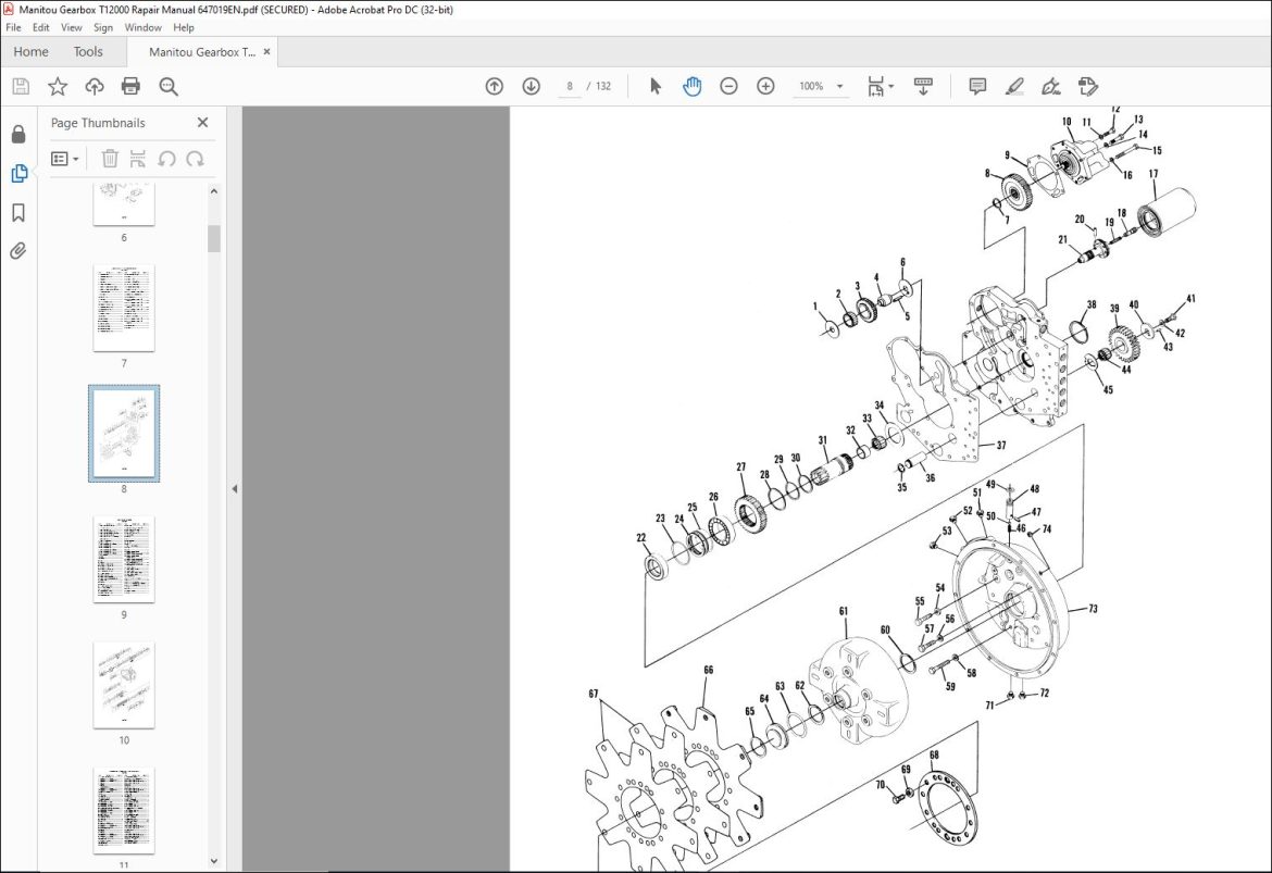 Manitou Gearbox T12000 Repair Manual 647019EN - PDF DOWNLOAD ...