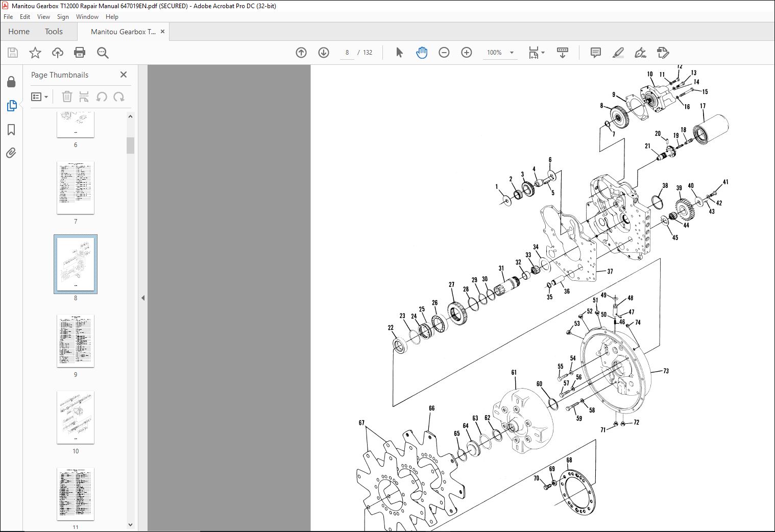 Manitou Gearbox T12000 Repair Manual 647019EN - PDF DOWNLOAD ...