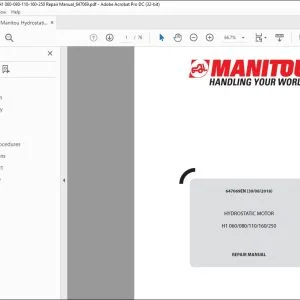 Manitou HYDROSTATIC MOTOR H1 060-080-110-160-250 Lift Truck Repair Manual 647069 - PDF DOWNLOAD