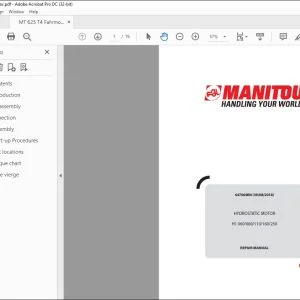 Manitou HYDROSTATIC MOTOR H1 060-080-110-160-250 Repair Manual 647069 - PDF DOWNLOAD