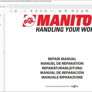 Manitou Hydrostatic Tranmissions I.C Engine Generales Information Hand Book Manual 47910 - PDF DOWNLOAD
