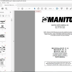 Manitou M2/4 30 thru 50 CP-P-G M2/4 30 CP-PL-G M2 30 CP-PXL-G Lift Truck Parts Manual B238 - PDF DOWNLOAD