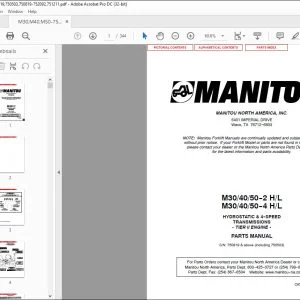 Manitou M30/40/50-2 H/L M30/40/50-4 H/L HYDROSTATIC & 4-SPEED TRANSMISSIONS TIER II ENGINE Parts Manual 804934 - PDF DOWNLOAD