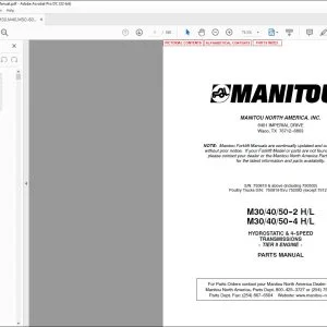 Manitou M30 40 50-2 H L M30 40 50-4 H L HYDROSTATIC & 4-SPEED TRANSMISSIONS TIER II ENGINE Parts Manual 804934 - PDF DOWNLOAD