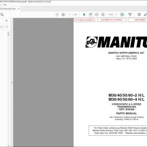 Manitou M30 40 50 60-2 H L M30 40 50 60-4 H L HYDROSTATIC & 4-SPEED TRANSMISSIONS TIER I ENGINE Parts Manual 802832 - PDF DOWNLOAD