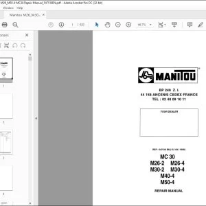 Manitou MC30 M26-2 M26-4 M30-2 M30-4 M40-4 MS0-4 Lift Truck Repair Manual 547518 - PDF DOWNLOAD
