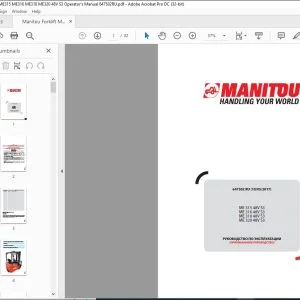 Manitou ME 315 48V S3 ME 316 48V S3 ME 318 48V S3 ME 320 48V S3 РУКОВОДСТВО ПО ЭКСПЛУАТАЦИИ 647502 - PDF DOWNLOAD