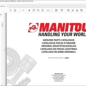 Manitou ME 315 C 24V S3 US ME 315 C 24V S3 Genuine Parts Catalogue Manual 647498 - PDF DOWNLOAD