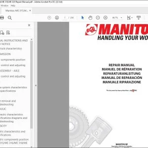 Manitou ME 315 ME 316 ME 318 ME 320 Repair Manual - PDF DOWNLOAD