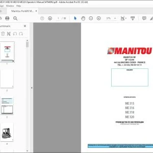 Manitou ME 315 ME 316 ME 318 ME 320 РУКОВОДСТВО ПО ЭКСПЛУАТАЦИИ 547940 - PDF DOWNLOAD