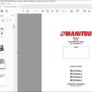 Manitou ME 315 Série 2 ME 316 Série 2 ME 318 Série 2 ME 320 Série 2 РУКОВОДСТВО ПО ЭКСПЛУАТАЦИИ 647452 - PDF DOWNLOAD