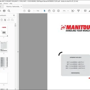 Manitou MHT 10180 MINING 129M ST4 S1 MHT 10230 MINING 129M ST4 S1 MHT- X 10180 MINING 129M ST3A S1 MHT- X 10230 MINING 129M ST3A S1 Telehandler Repair Manual 647865 - PDF DOWNLOAD