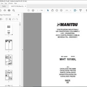 Manitou MHT 10180L Parts Catalogue Manual 648653 - PDF DOWNLOAD