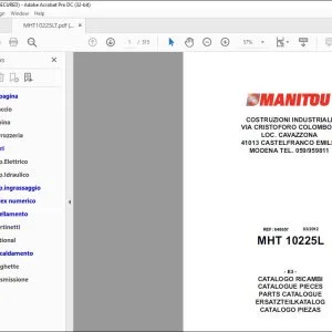 Manitou MHT 10225L Parts Catalogue Manual 648657 - PDF DOWNLOAD