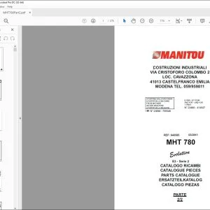 Manitou MHT 780 Evolution E3-Serie 2 Parts Catalogue Manual - PDF DOWNLOAD