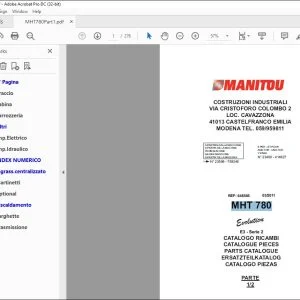Manitou MHT 780 Evolution E3-Serie 2 Parts Catalogue Manual Part 1-2 - PDF DOWNLOAD
