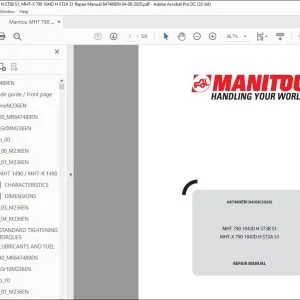 Manitou MHT 790 104JD H ST3B S1 MHT-X 790 104JD H ST3A S1 Lift Truck Repair Manual 647489 - PDF DOWNLOAD