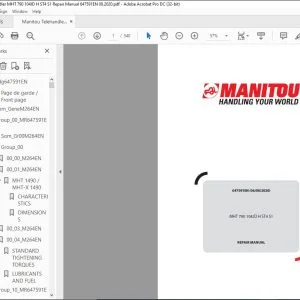 Manitou MHT 790 104JD H ST4 S1 Telehandler Repair Manual 647591EN - PDF DOWNLOAD