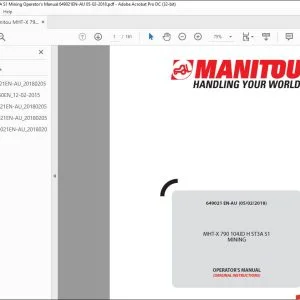 Manitou MHT-X 790 104JD H ST3A S1 MINING lift Truck Operator's Manual 649021 - PDF DOWNLOAD