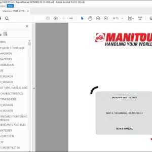 Manitou MHT-X 790 MINING 104JD ST3A S1 Lift Truck Repair Manual 647828EN - PDF DOWNLOAD
