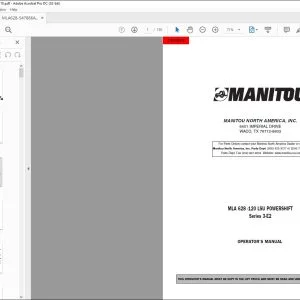 Manitou MLA 628 -120 LSU POWERSHIFT Series 3-E2 Operator's Manual 547866AS - PDF DOWNLOAD