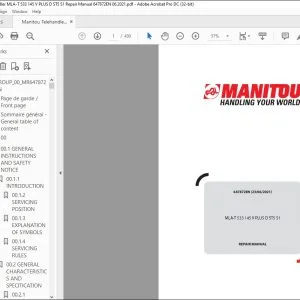 Manitou MLA-T 533 145 V PLUS D ST5 S1 Lift Truck Repair Manual 647872EN - PDF DOWNLOAD