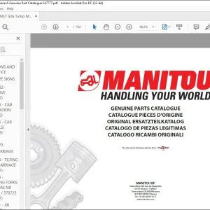 Manitou MLT 526 COMPACT SA MLT 526 TURBO SA MLT 526 SA MLT 526 TURBO COMPACT SA Genuine Parts Catalog Manual 547828 - PDF DOWNLOAD