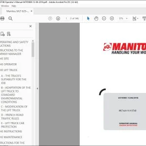 Manitou MLT 625-75H ST3B Forklift Truck Operator's Manual 647459 - PDF DOWNLOAD