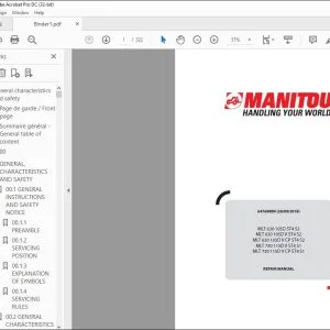 Manitou MLT 630 105D ST4 S2 MLT 630 105D V ST4 S2 MLT 630 105D V CP ST4 S2 MLT 730 115D V ST4 S1 MLT 730 115D V CP ST4 S1 Repair Manual 647699 - PDF DOWNLOAD