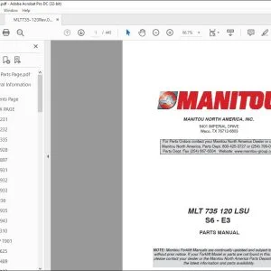 Manitou MLT 735 120 LSU S6-E3 Parts Manual 51900006 - PDF DOWNLOAD