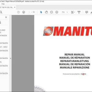 Manitou MLT 740 H LSU Turbo Série 1 MT 1033 HL Turbo Série 1 Repair Manual 547842EN - PDF DOWNLOAD